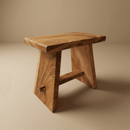 ASA de trois quarts : plateau rectangulaire, piètements inclinés et traverse chevillée