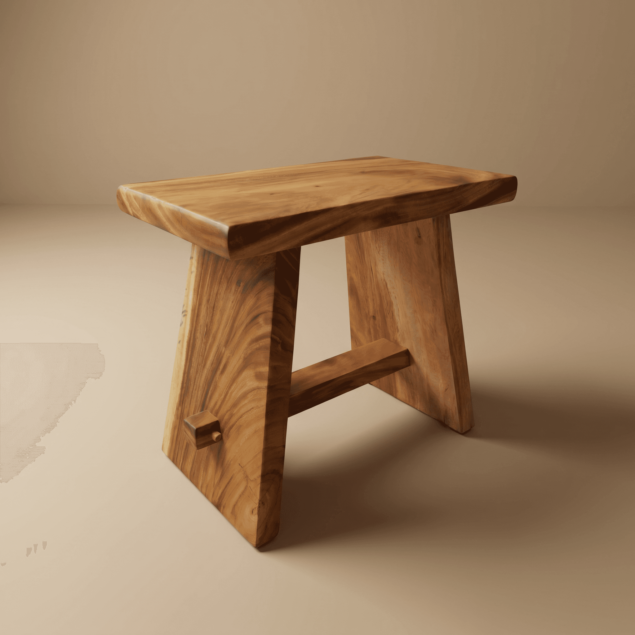 ASA de trois quarts : plateau rectangulaire, piètements inclinés et traverse chevillée
